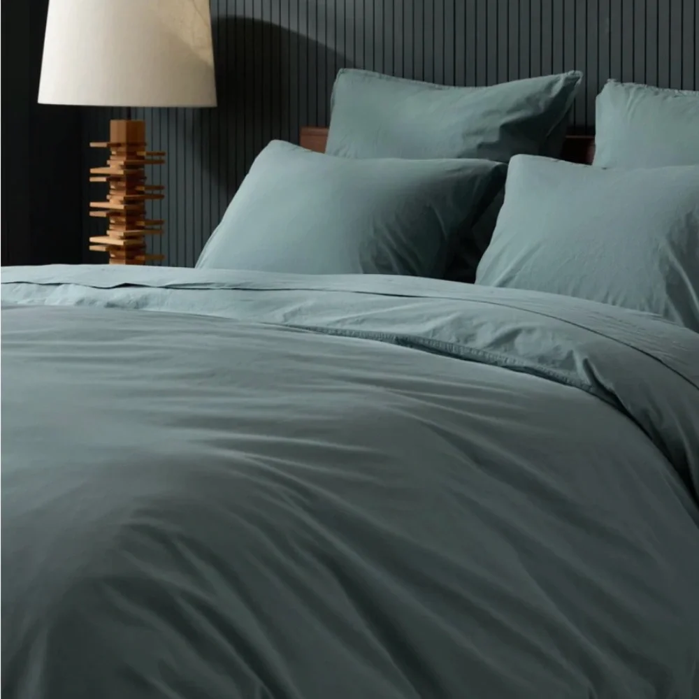 PARACHUTE Percale Duvet Cover in Agave size Full / Queen pre owned stained